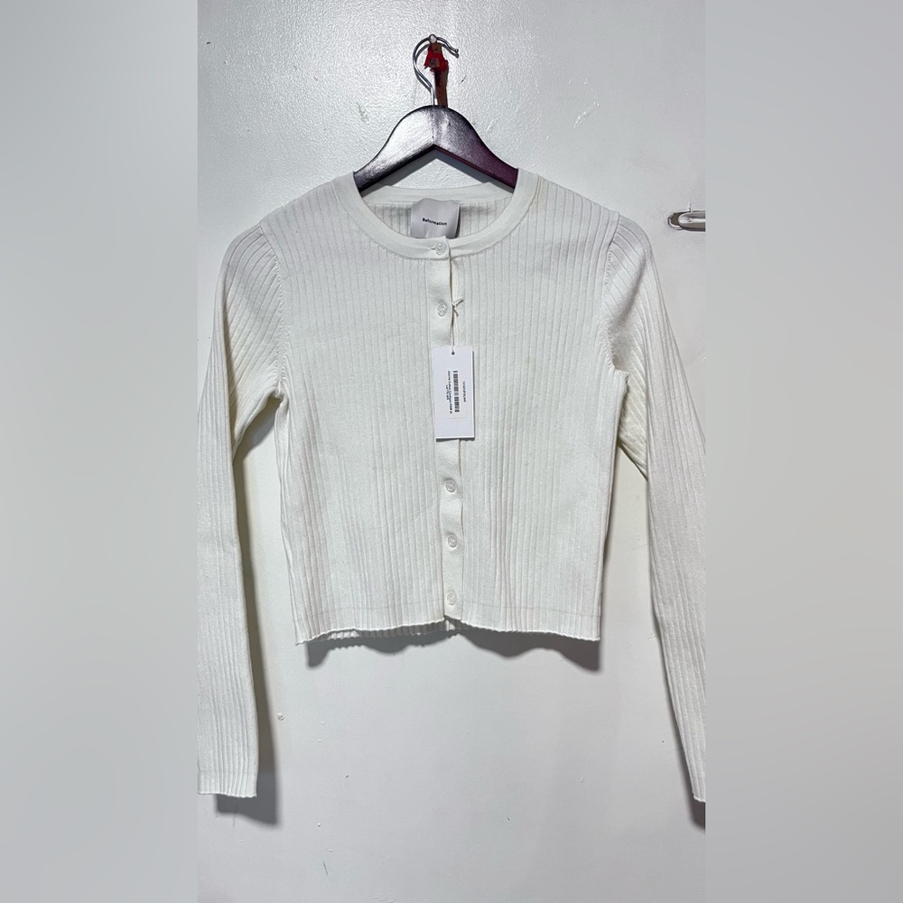 NEW NWT Reformation Joanne Organic Cotton Rib Cardigan - Picture 5 of 5